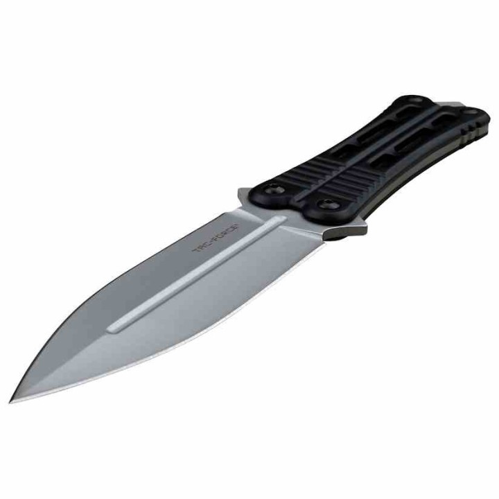 Couteau Papillon Fixe Black Lame Acier 3Cr13 Manche Aluminium Etui Plastique TFFIX023BK - Livraison Gratuite