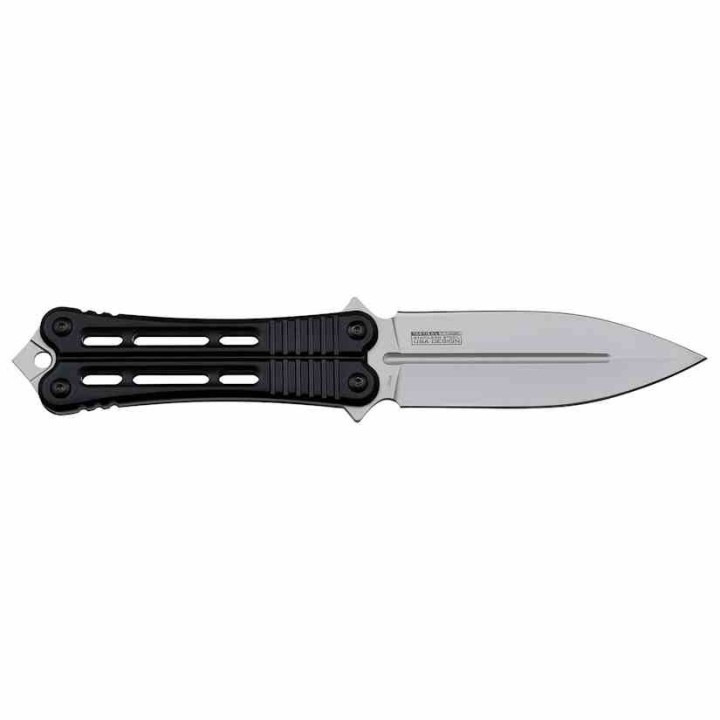 Couteau Papillon Fixe Black Lame Acier 3Cr13 Manche Aluminium Etui Plastique TFFIX023BK - Livraison Gratuite