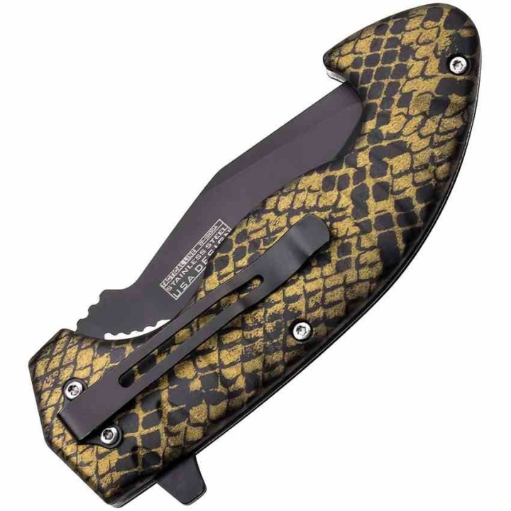 Lot de 3 Couteau Tac-Force A/O Snakeskin Lame Acier 3Cr13 Manche ABS Linerlock TF1043CA - Livraison Gratuite
