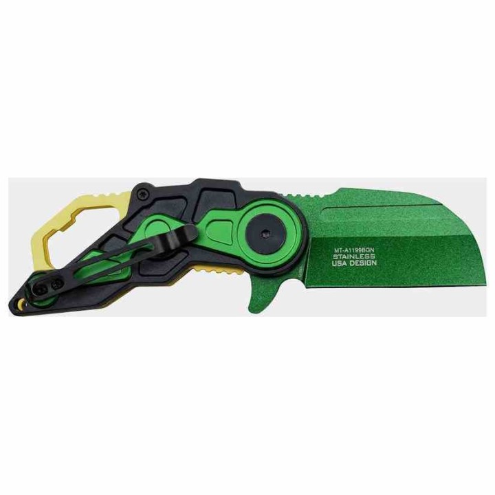 Lot of 3 Couteau Mtech Cleaver Green A/O Lame Acier 3Cr13 Manche ABS Linerlock Clip MTA1199BGN - Livraison Gratuite