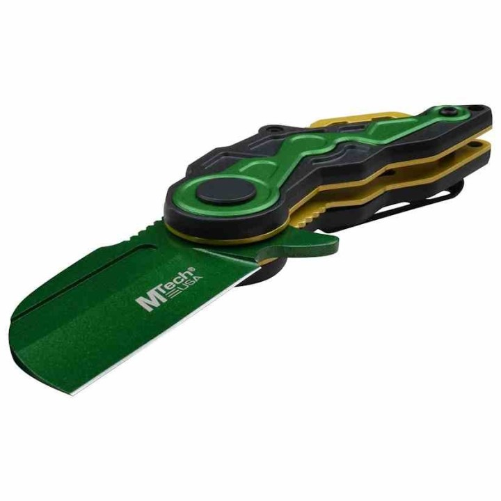 Lot of 3 Couteau Mtech Cleaver Green A/O Lame Acier 3Cr13 Manche ABS Linerlock Clip MTA1199BGN - Livraison Gratuite