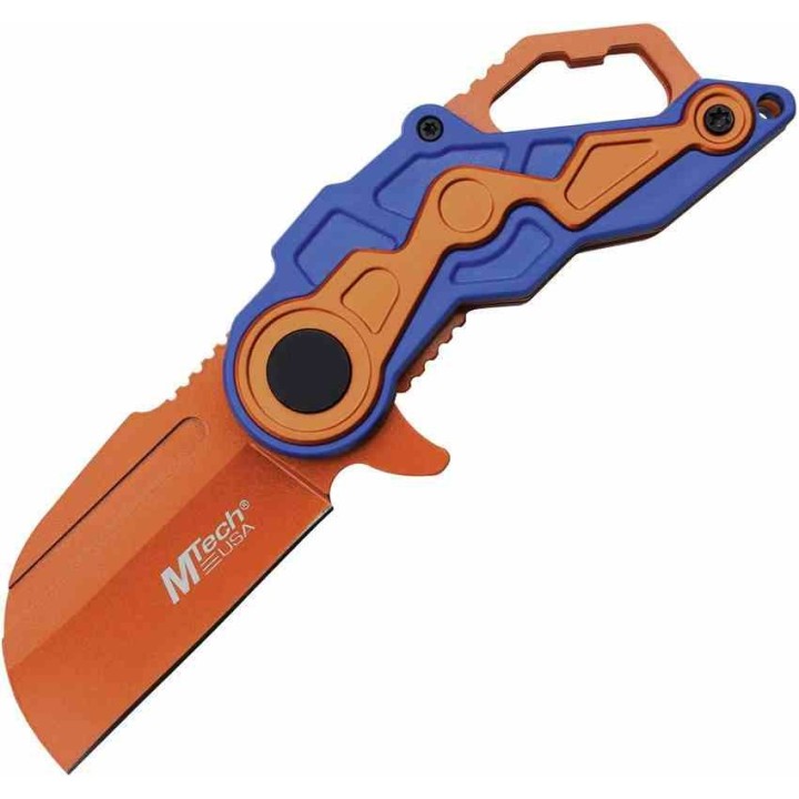 Lot of 3 Couteau Mtech Cleaver Orange A/O Lame Acier 3Cr13 Manche ABS Linerlock Clip MTA1199BOR - Livraison Gratuite