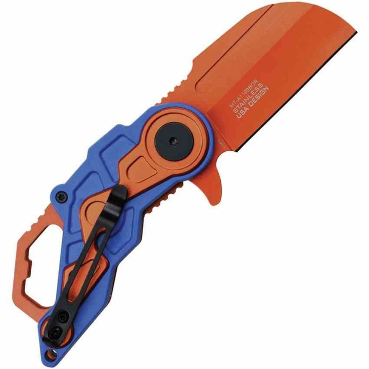 Lot of 3 Couteau Mtech Cleaver Orange A/O Lame Acier 3Cr13 Manche ABS Linerlock Clip MTA1199BOR - Livraison Gratuite