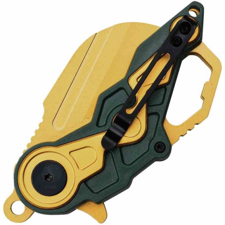 Lot of 3 Couteau Mtech Cleaver Gold A/O Lame Acier 3Cr13 Manche ABS Linerlock Clip MTA1199GYL - Livraison Gratuite