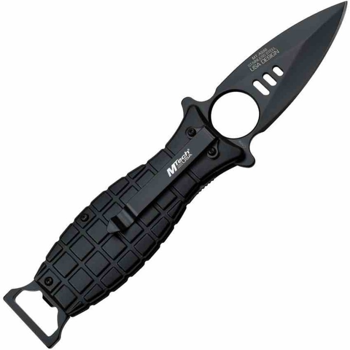 Lot de 3 Couteau Mtech Grenade Black A/O Lame Acier 3Cr13 Manche Aluminium Linerlock Clip MTA588BK - Livraison Gratuite