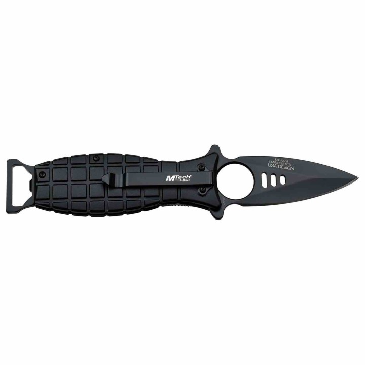 Lot de 3 Couteau Mtech Grenade Black A/O Lame Acier 3Cr13 Manche Aluminium Linerlock Clip MTA588BK - Livraison Gratuite