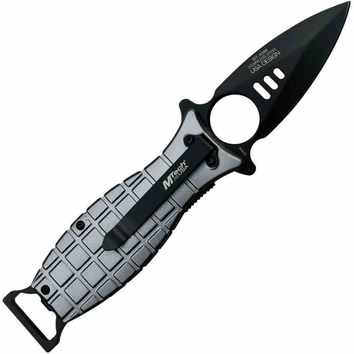 Lot de 3 Couteau Mtech Grenade Gray A/O Lame Acier 3Cr13 Manche Aluminium Linerlock Clip MTA588GY - Livraison Gratuite