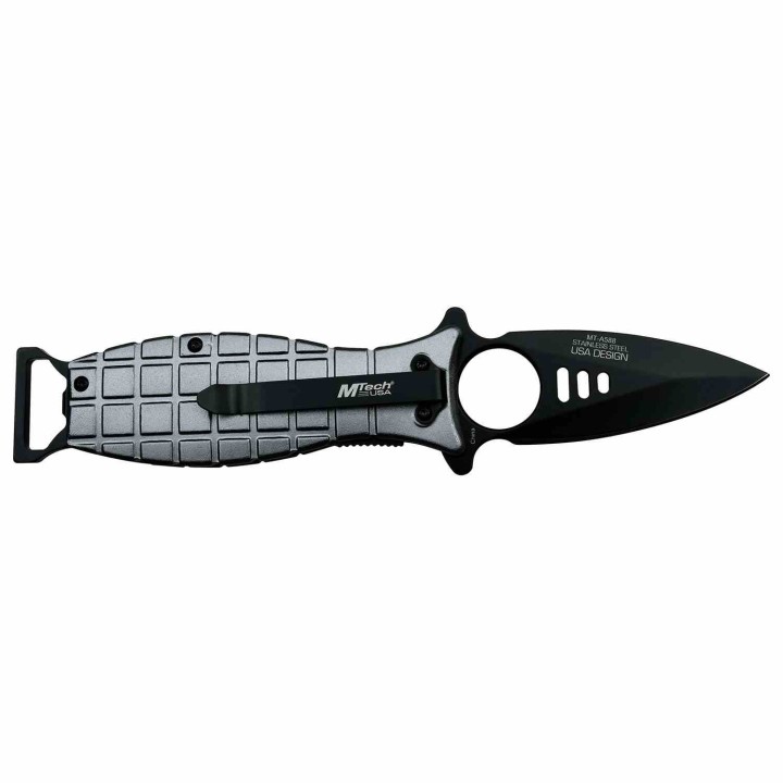 Lot de 3 Couteau Mtech Grenade Gray A/O Lame Acier 3Cr13 Manche Aluminium Linerlock Clip MTA588GY - Livraison Gratuite