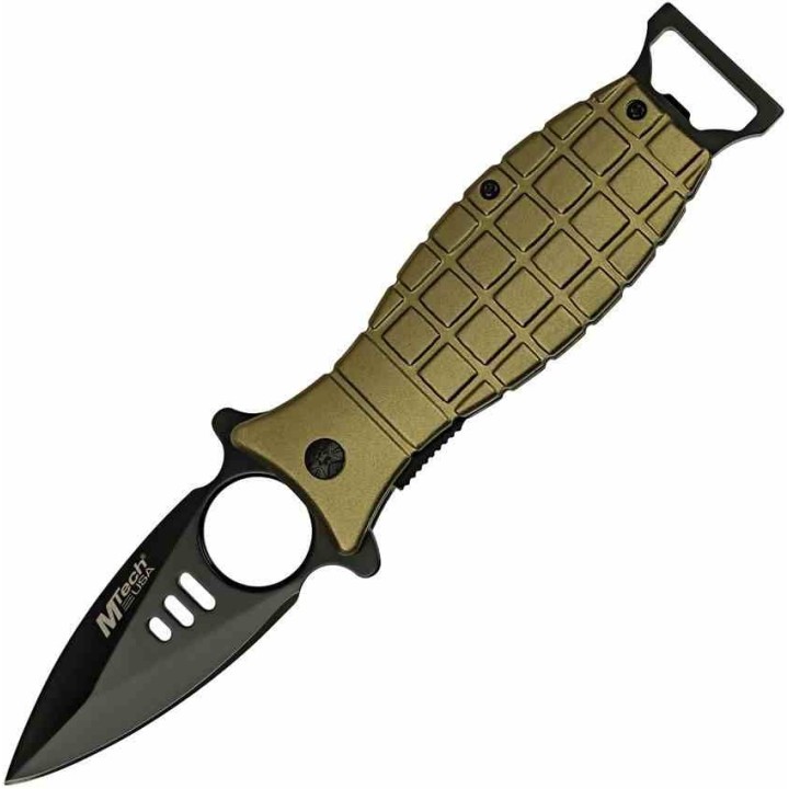 Lot de 3 Couteau Mtech Grenade Green A/O Lame Acier 3Cr13 Manche Aluminium Linerlock Clip MTA588GN - Livraison Gratuite