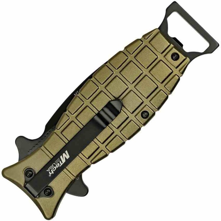 Lot de 3 Couteau Mtech Grenade Green A/O Lame Acier 3Cr13 Manche Aluminium Linerlock Clip MTA588GN - Livraison Gratuite