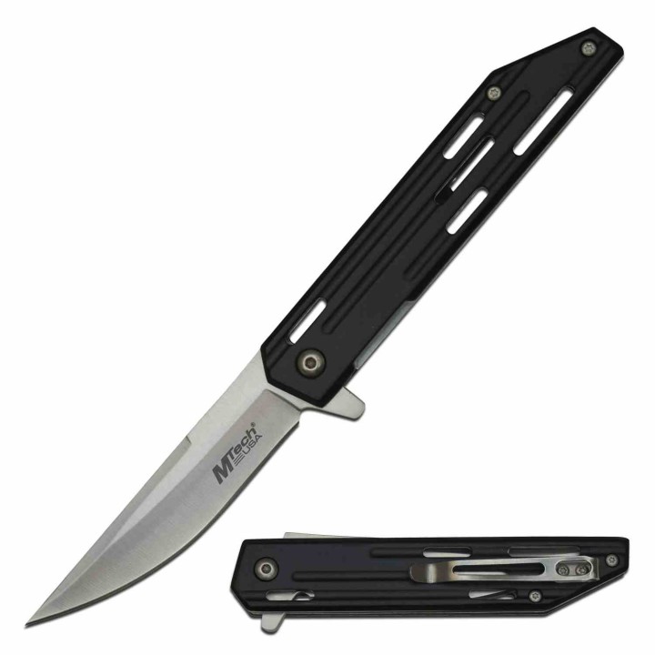 Lot de 3 Couteau Mtech Persian Black A/O Lame Acier 3Cr13 Manche Aluminium Linerlock Clip MTA1200BK - Livraison Gratuite