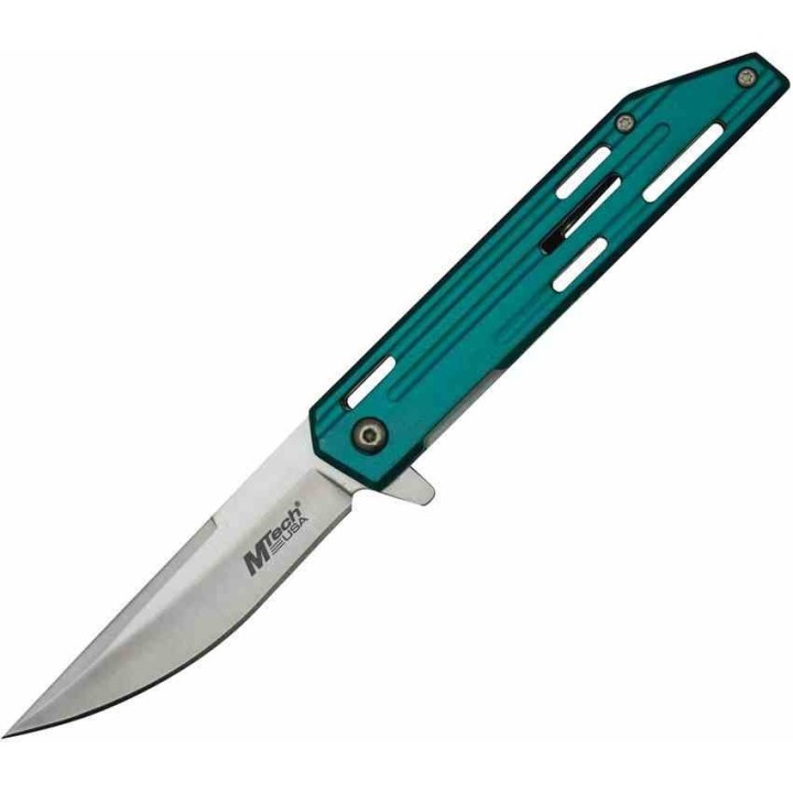 Lot de 3 Couteau Mtech Persian Teal A/O Lame Acier 3Cr13 Manche Alu Linerlock Clip MTA1200TL - Livraison Gratuite