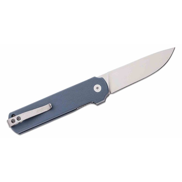 Couteau QSP Lark Gray Manche G10 Lame Acier 14C28N Satin IKBS Linerlock Clip QS144B - Livraison Gratuite