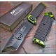 Couteau Mtech Skull Tanto Lame Acier 440 Serr A/O Manche Alu Tête de Mort MTA820GN - Livraison Gratuite