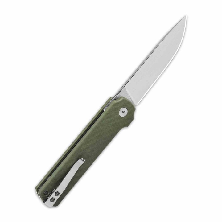 Couteau QSP Lark Green Manche G10 Lame Acier 14C28N Satin IKBS Linerlock Clip QS144C - Livraison Gratuite
