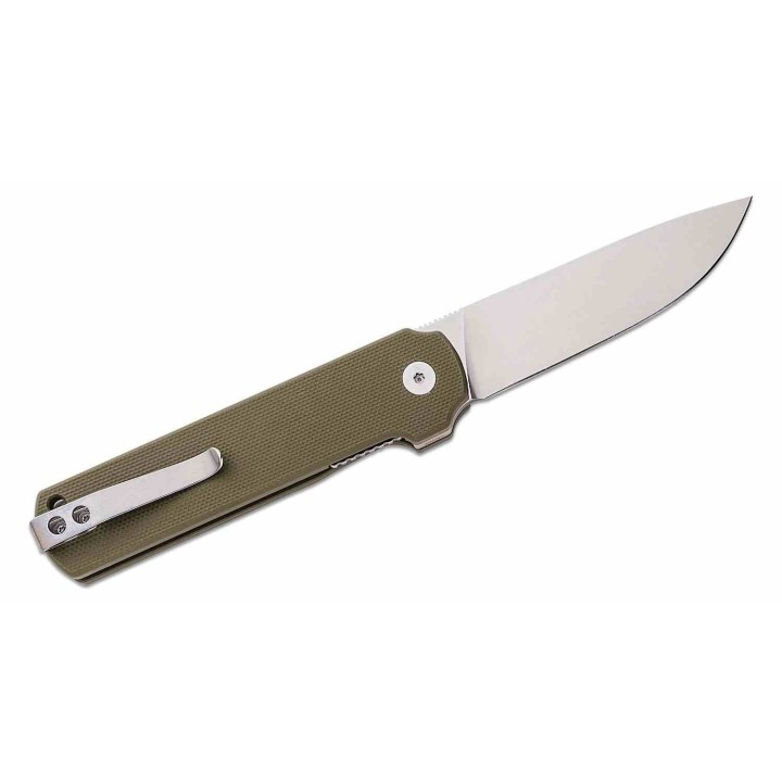 Couteau QSP Lark Green Manche G10 Lame Acier 14C28N Satin IKBS Linerlock Clip QS144C - Livraison Gratuite