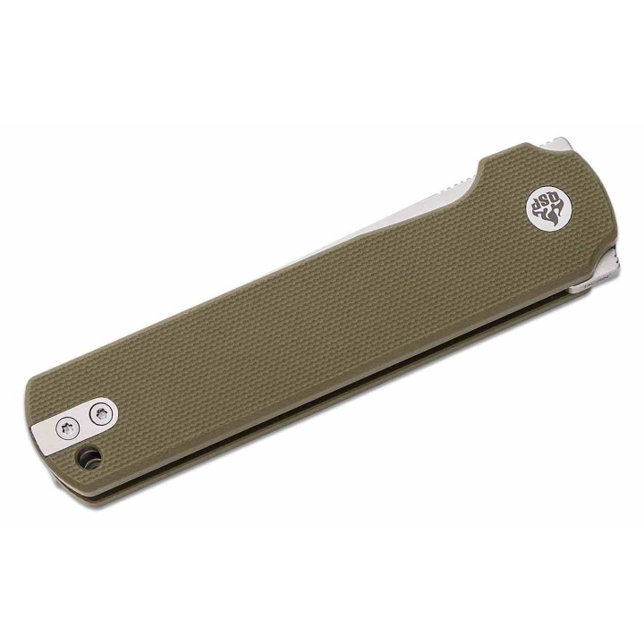 Couteau QSP Lark Green Manche G10 Lame Acier 14C28N Satin IKBS Linerlock Clip QS144C - Livraison Gratuite
