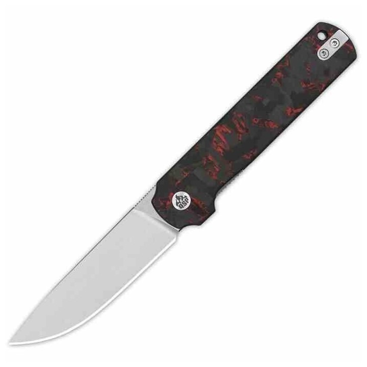 Couteau QSP Lark Red/Blk Manche G10/Carbon Fiber Lame Acier 14C28N Satin IKBS Linerlock Clip QS144D - Livraison Gratuite