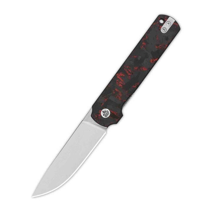 Couteau QSP Lark Red/Blk Manche G10/Carbon Fiber Lame Acier 14C28N Satin IKBS Linerlock Clip QS144D - Livraison Gratuite