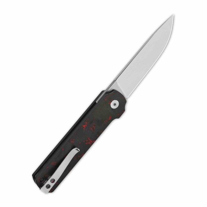 Couteau QSP Lark Red/Blk Manche G10/Carbon Fiber Lame Acier 14C28N Satin IKBS Linerlock Clip QS144D - Livraison Gratuite