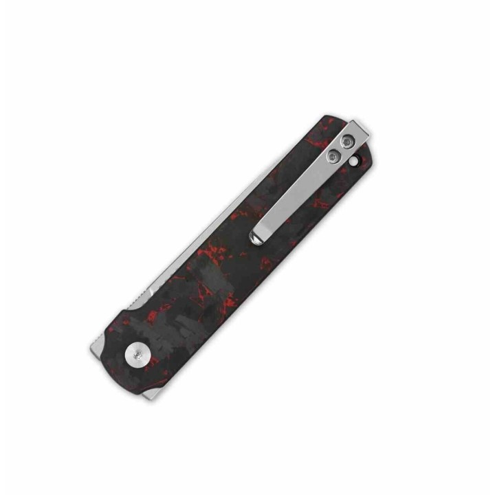 Couteau QSP Lark Red/Blk Manche G10/Carbon Fiber Lame Acier 14C28N Satin IKBS Linerlock Clip QS144D - Livraison Gratuite