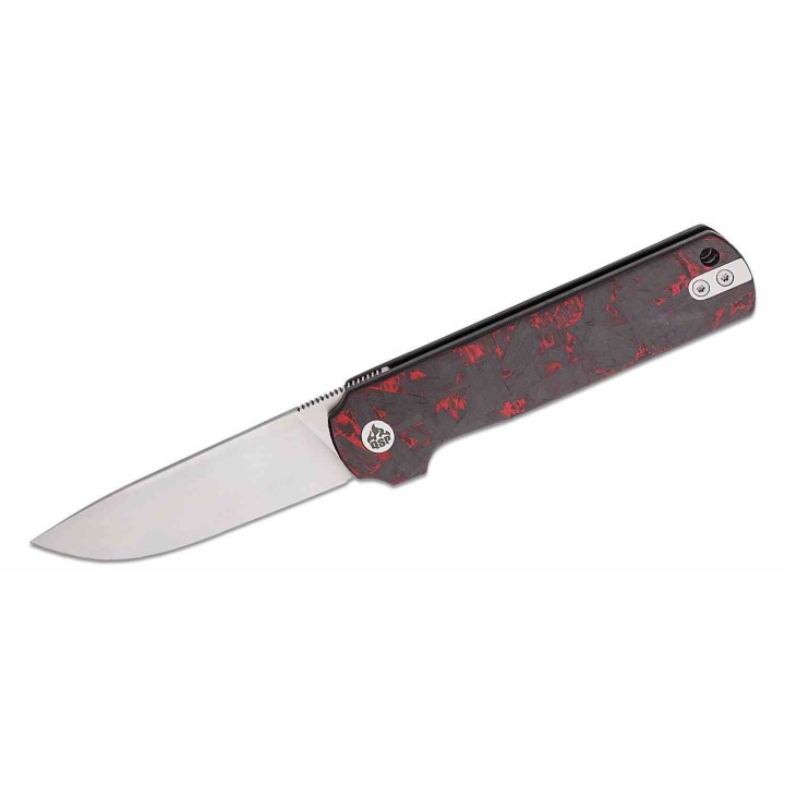 Couteau QSP Lark Red/Blk Manche G10/Carbon Fiber Lame Acier 14C28N Satin IKBS Linerlock Clip QS144D - Livraison Gratuite