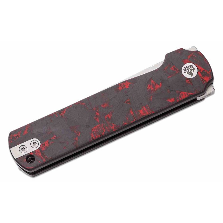 Couteau QSP Lark Red/Blk Manche G10/Carbon Fiber Lame Acier 14C28N Satin IKBS Linerlock Clip QS144D - Livraison Gratuite