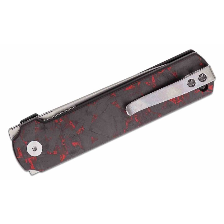 Couteau QSP Lark Red/Blk Manche G10/Carbon Fiber Lame Acier 14C28N Satin IKBS Linerlock Clip QS144D - Livraison Gratuite