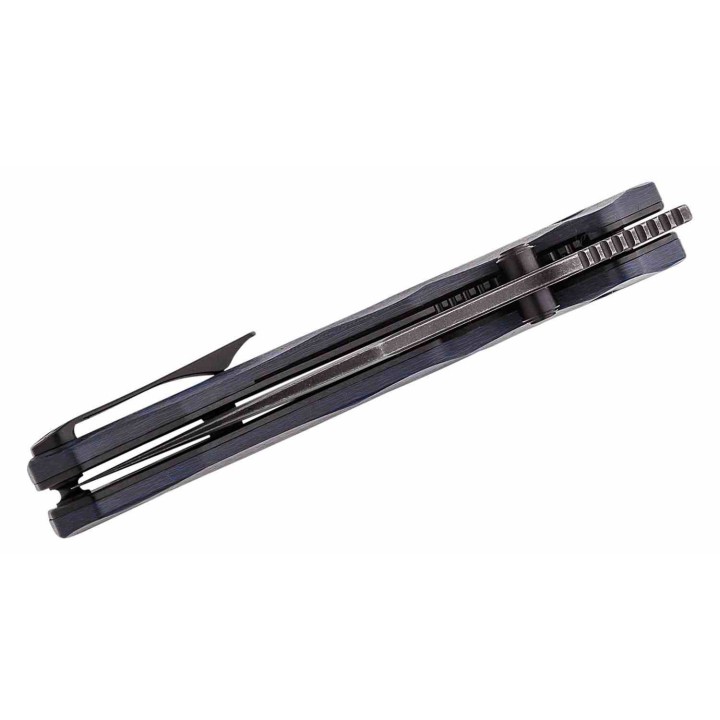 Couteau QSP Hornbill Blue Lame Acier S35VN Black Manche Fibre de Carbone IKBS Linerlock Clip QS146B2 - Livraison Gratuite