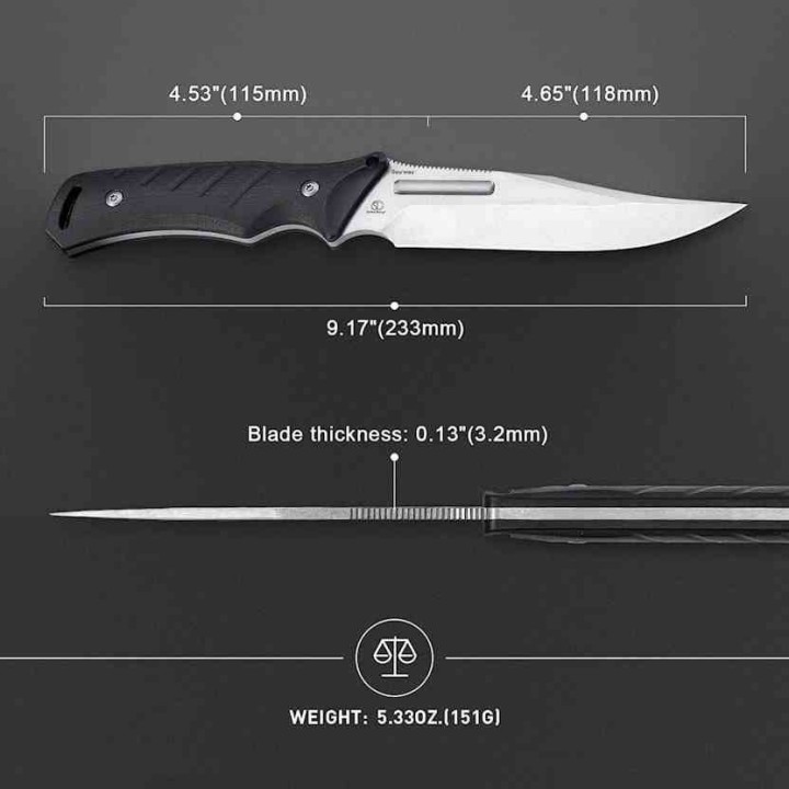 Couteau Kizer Sou'wes' Black Manche G10 Lame Acier D2 Etui Kydex KI1053A1 - Livraison Gratuite