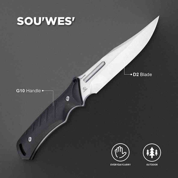 Couteau Kizer Sou'wes' Black Manche G10 Lame Acier D2 Etui Kydex KI1053A1 - Livraison Gratuite