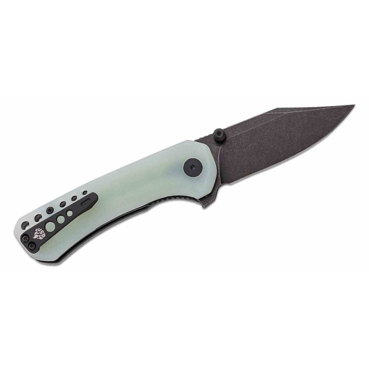 Couteau QSP Kestrel Jade Lame Acier 14C28N Black Clip Point Manche G10 IKBS Linerlock Clip QS145B2 - Livraison Gratuite