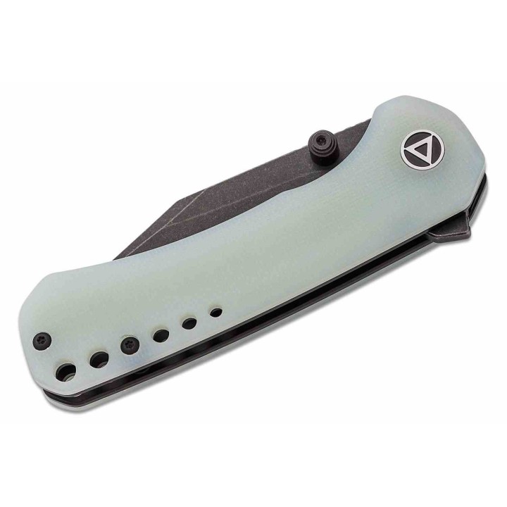 Couteau QSP Kestrel Jade Lame Acier 14C28N Black Clip Point Manche G10 IKBS Linerlock Clip QS145B2 - Livraison Gratuite