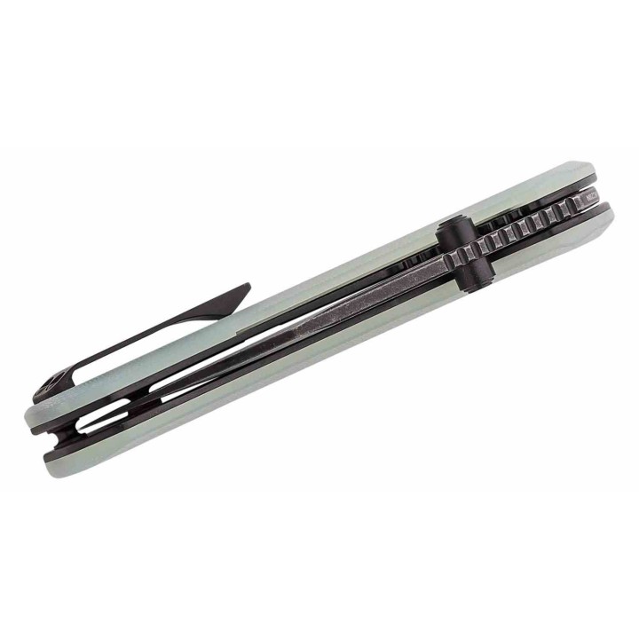 Couteau QSP Kestrel Jade Lame Acier 14C28N Black Clip Point Manche G10 IKBS Linerlock Clip QS145B2 - Livraison Gratuite