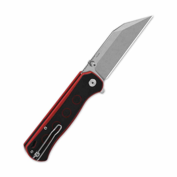 Couteau QSP Swordfish Black/Red Lame Wharncliffe Acier 14C28N Manche G10 IKBS Button Lock Clip QS149A1 - Livraison Gratuite