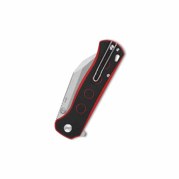 Couteau QSP Swordfish Black/Red Lame Wharncliffe Acier 14C28N Manche G10 IKBS Button Lock Clip QS149A1 - Livraison Gratuite