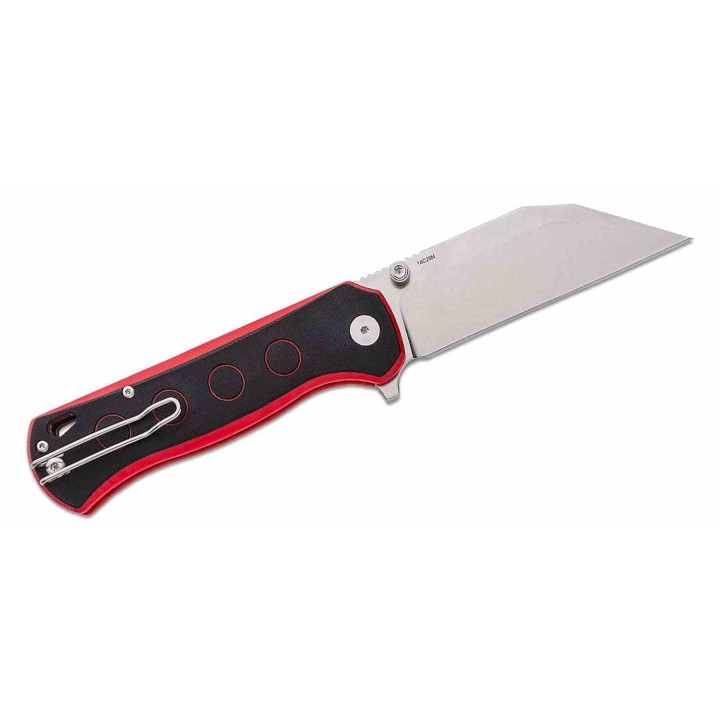 Couteau QSP Swordfish Black/Red Lame Wharncliffe Acier 14C28N Manche G10 IKBS Button Lock Clip QS149A1 - Livraison Gratuite