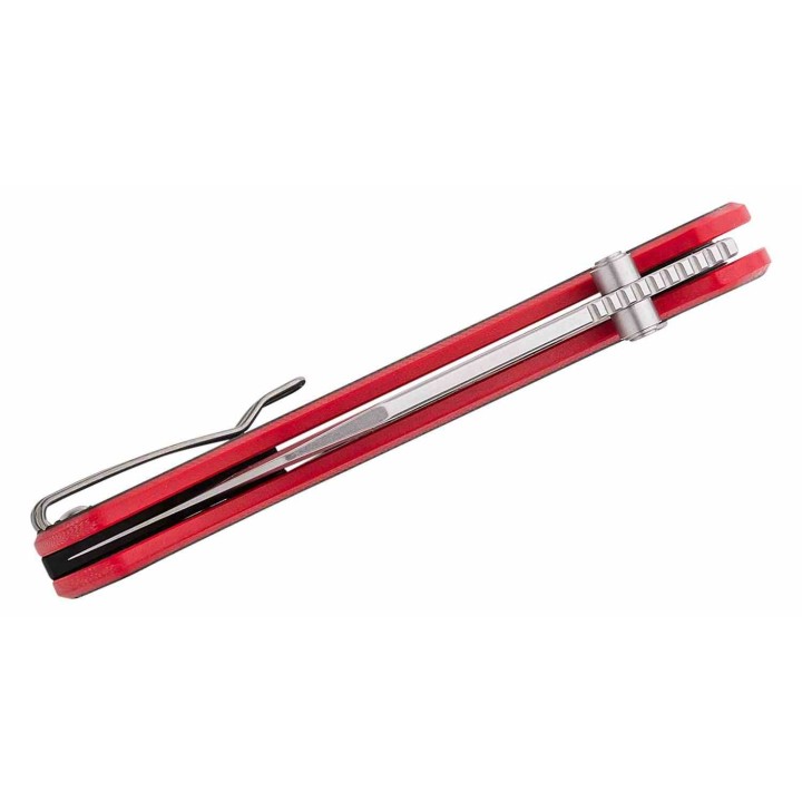 Couteau QSP Swordfish Black/Red Lame Wharncliffe Acier 14C28N Manche G10 IKBS Button Lock Clip QS149A1 - Livraison Gratuite
