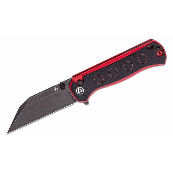 Couteau QSP Swordfish Black/Red Lame Wharncliffe Black Acier 14C28N Manche G10 IKBS Button Lock QS149A2 - Livraison Gratuite