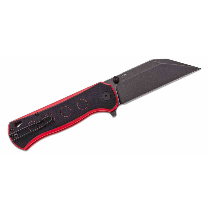 Couteau QSP Swordfish Black/Red Lame Wharncliffe Black Acier 14C28N Manche G10 IKBS Button Lock QS149A2 - Livraison Gratuite