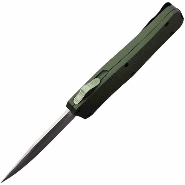 Couteau OTF Automatique Mantis Lame Acier 440C Drop Point Manche Green Alu Clip USA MANOTF815 - Livraison Gratuite