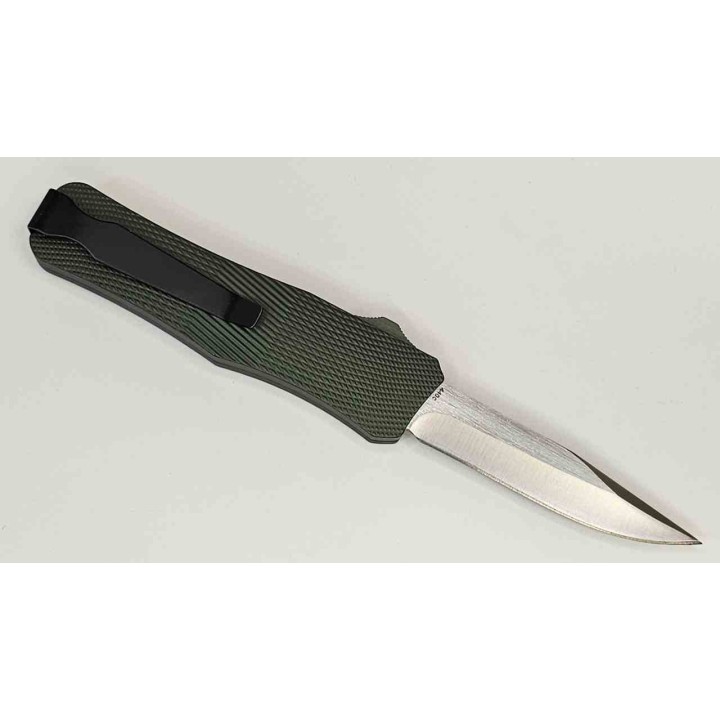 Couteau OTF Automatique Mantis Lame Acier 440C Drop Point Manche Green Alu Clip USA MANOTF815 - Livraison Gratuite