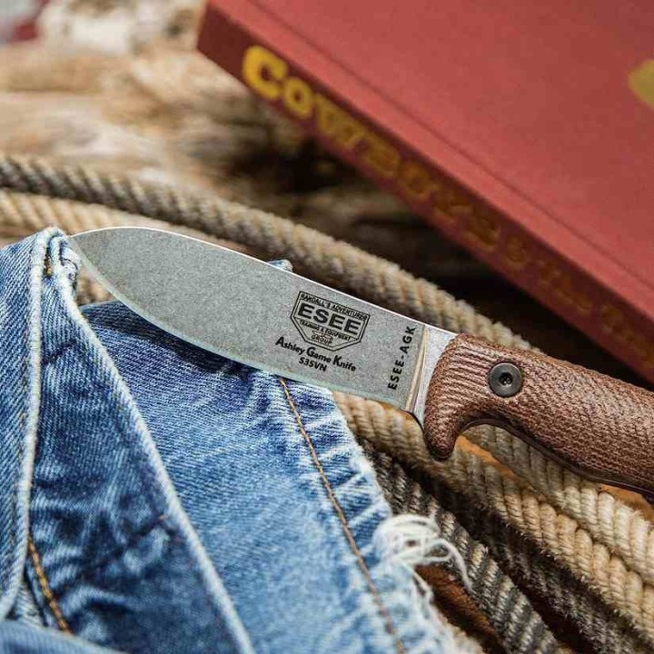 Couteau ESEE Ashley Game Brown Lame Acier S35VN SW Manche G10 Etui Kydex USA ESAGK35V - Livraison Gratuite