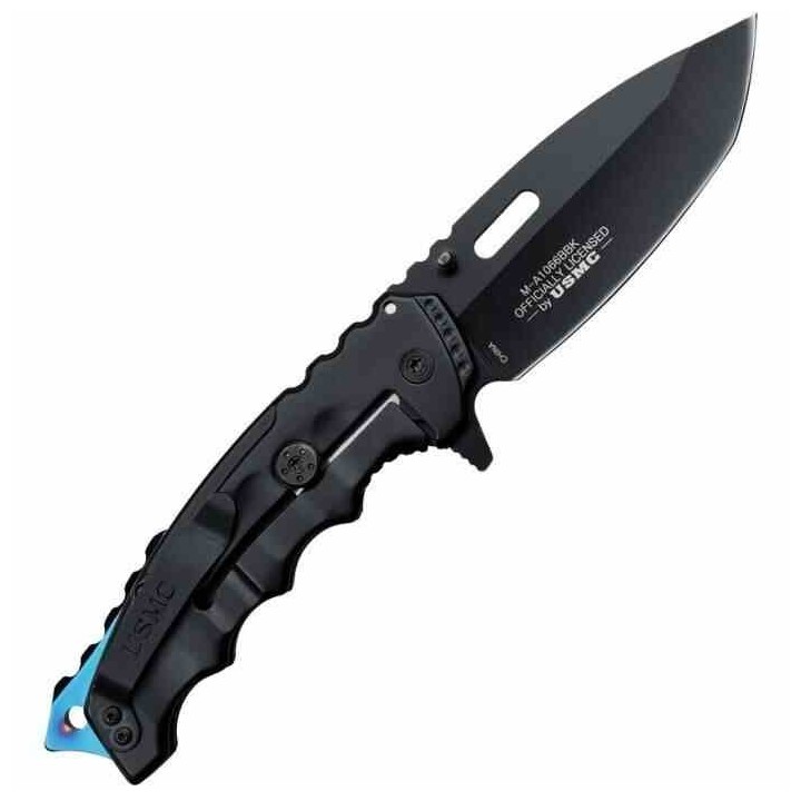 Lot de 2 Couteau USMC A/O Blue Lame Tanto Acier 3Cr13 Manche Métal Framelock Clip USMA1066BBK - Livraison Gratuite