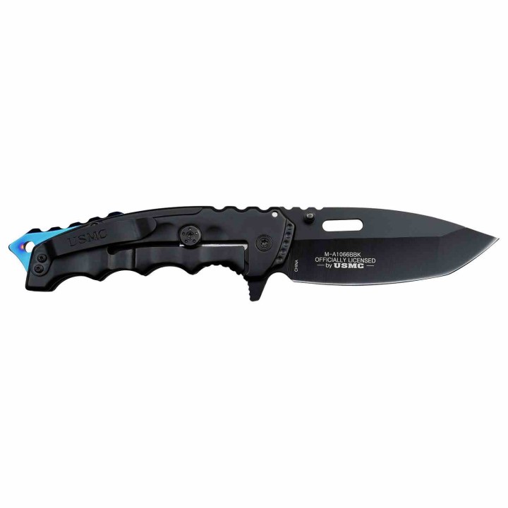 Lot de 2 Couteau USMC A/O Blue Lame Tanto Acier 3Cr13 Manche Métal Framelock Clip USMA1066BBK - Livraison Gratuite
