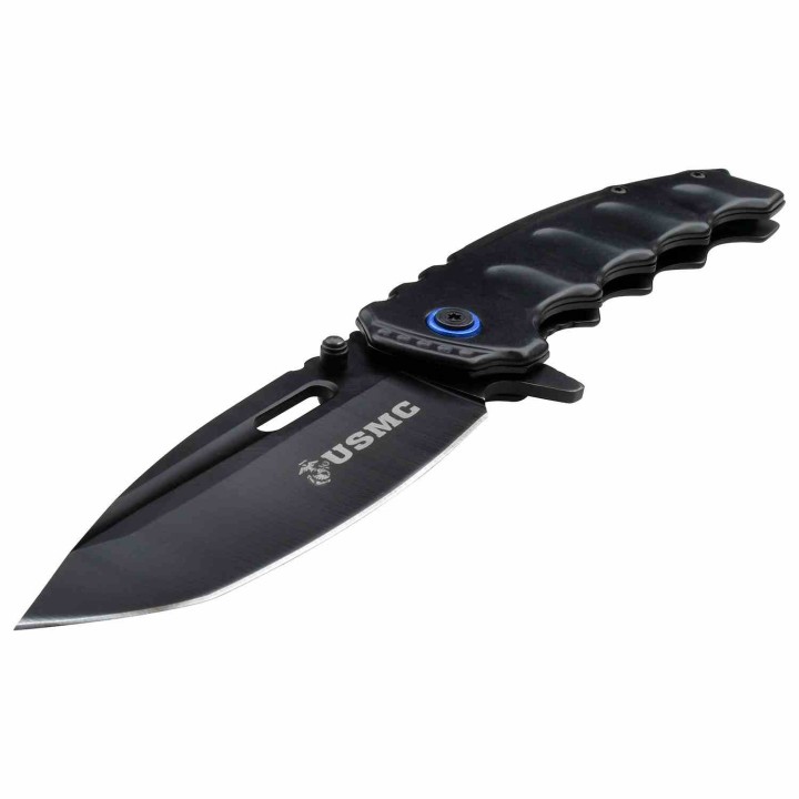 Lot de 2 Couteau USMC A/O Blue Lame Tanto Acier 3Cr13 Manche Métal Framelock Clip USMA1066BBK - Livraison Gratuite