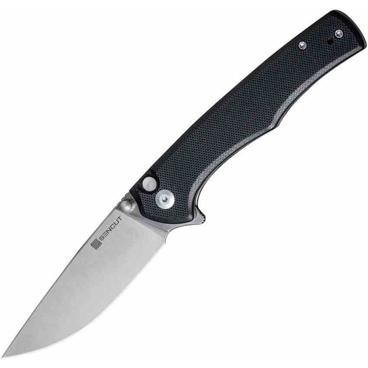 Couteau SENCUT Crowley Black Manche G10 Lame Acier D2 IKBS Button Lock Clip S210124 - Livraison Gratuite