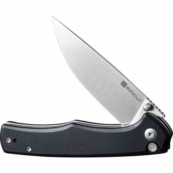 Couteau SENCUT Crowley Black Manche G10 Lame Acier D2 IKBS Button Lock Clip S210124 - Livraison Gratuite