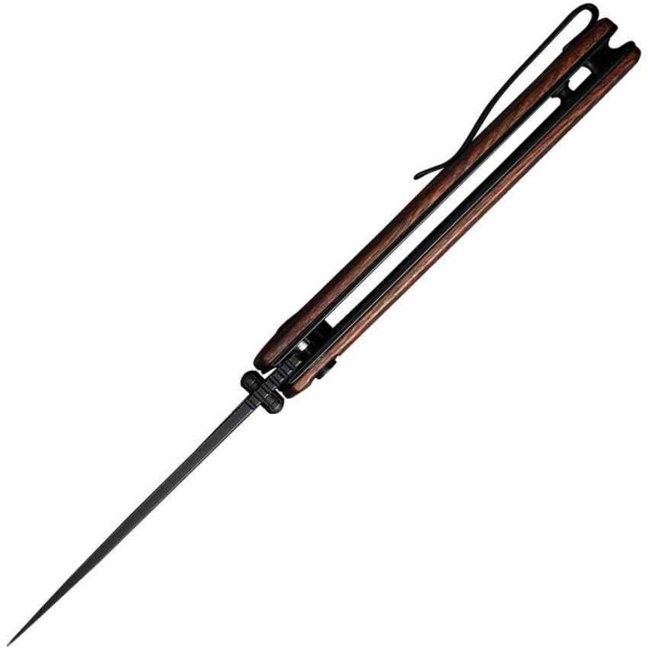 Couteau SENCUT Crowley Brown Manche Guibourtia Lame Acier D2 IKBS Button Lock Clip S210125 - Livraison Gratuite