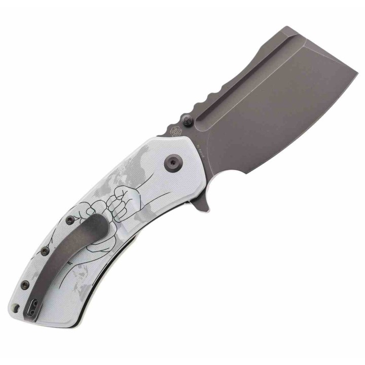 Couteau Kansept Cleavers XL Korvid Jade Manche Parent/Child's Hands G10 Lame Acier 154CM KT1030B5 - Livraison Gratuite